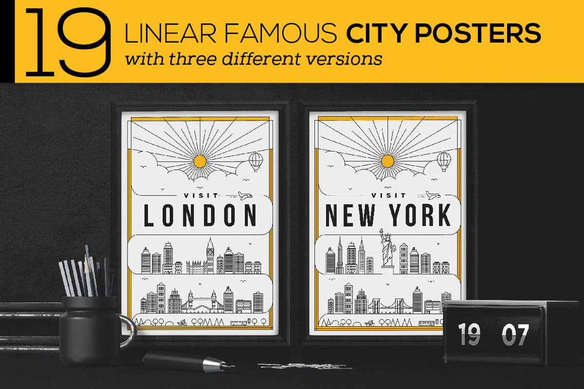 19 - Linear City Posters, an Outline Icon by Kursat Unsal (Photo 1 of 6)