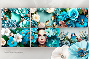Blue flowers collection, a Background Graphic by MONO KEY STUDIO (Thumbnail 8 of 8)