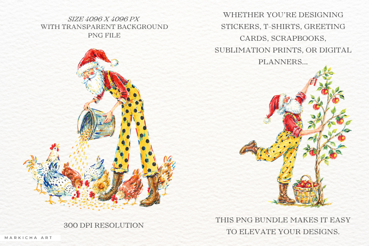 Santa In Farmhouse PNGs, a Seasonal Illustration by Markicha Art (Photo 2 of 5)
