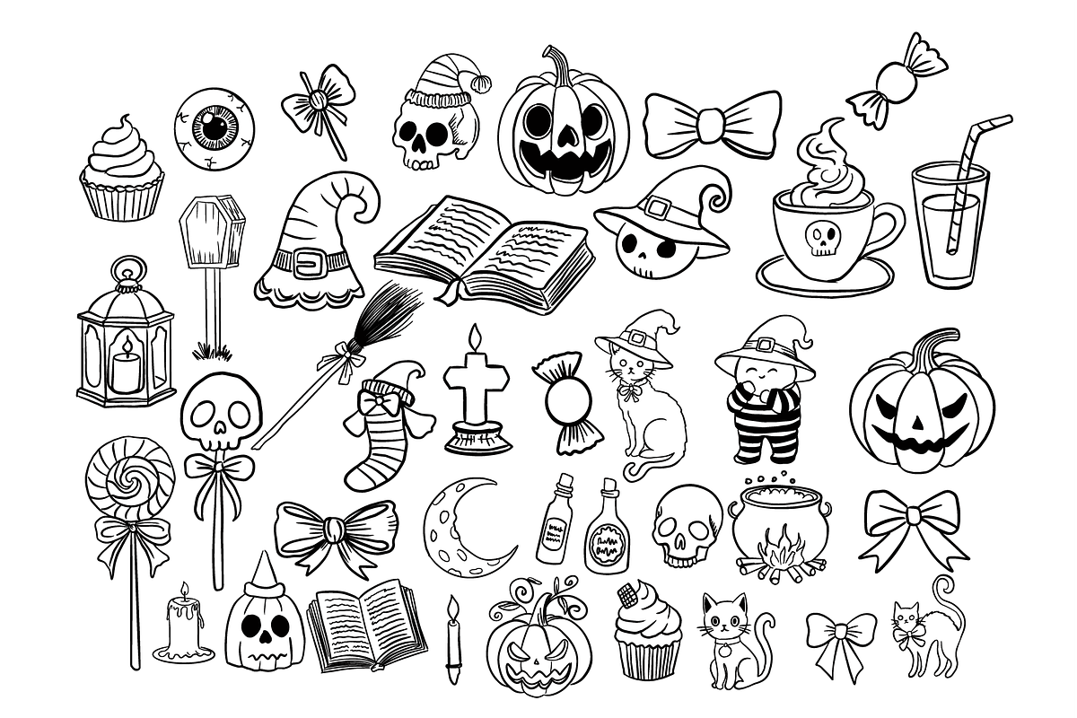 Whims Halloween Line Art, a Decorative Illustration by HunEyy (Photo 3 of 8)