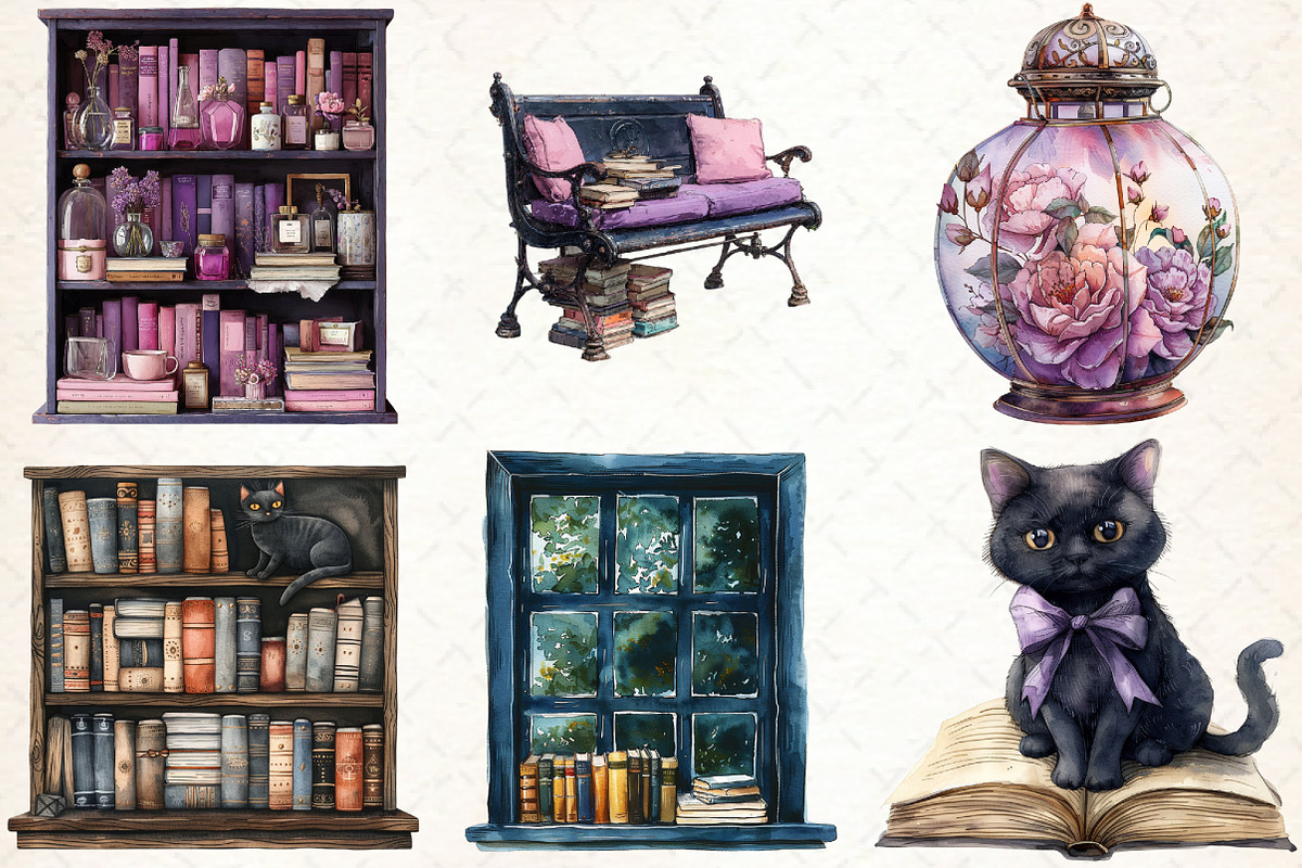 Spooky Halloween Library Clipart, an Illustration by Libby Wishes (Photo 4 of 9)