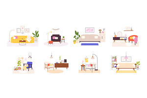 Scandinavian living room interiors, a Graphic by LadadikArt