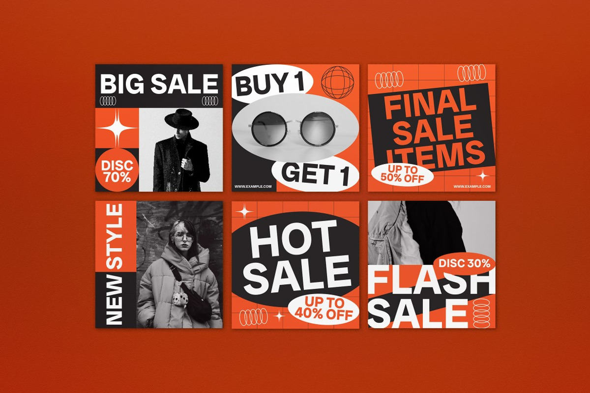 Orange Fashion Sale Instagram Pack, a Social Media Template by graphicook (Photo 3 of 6)