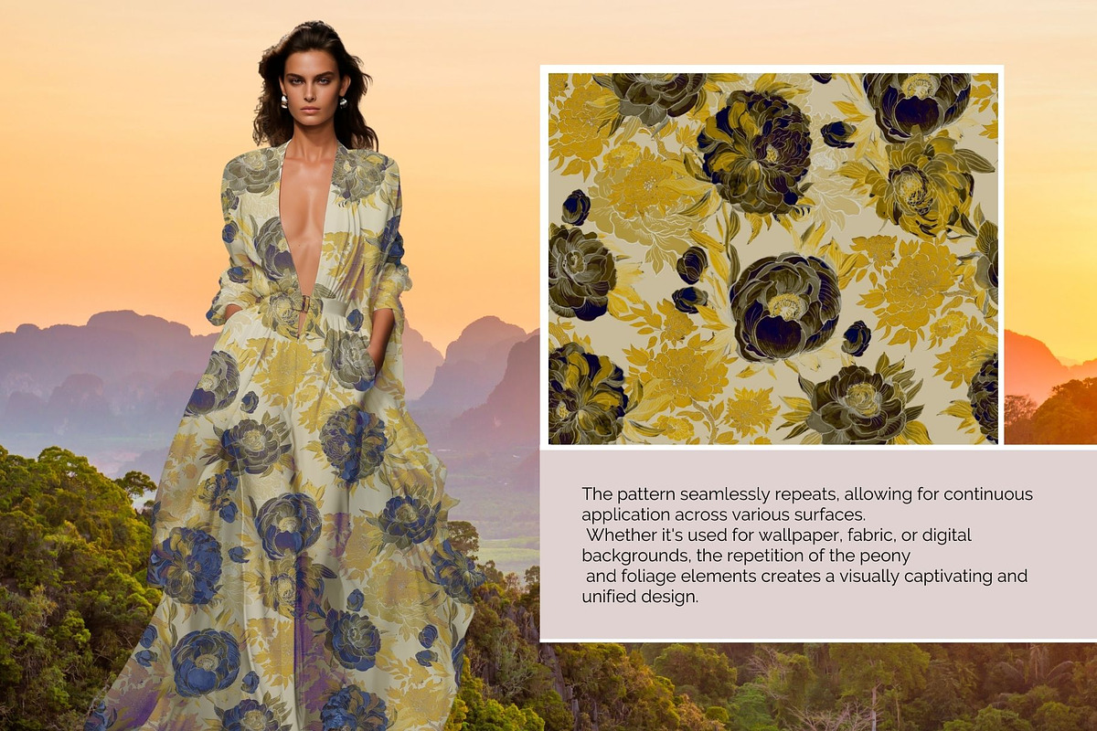 CHINESE PEONY Pattern, a Pattern Graphic by MitrushovaArt (Photo 6 of 10)