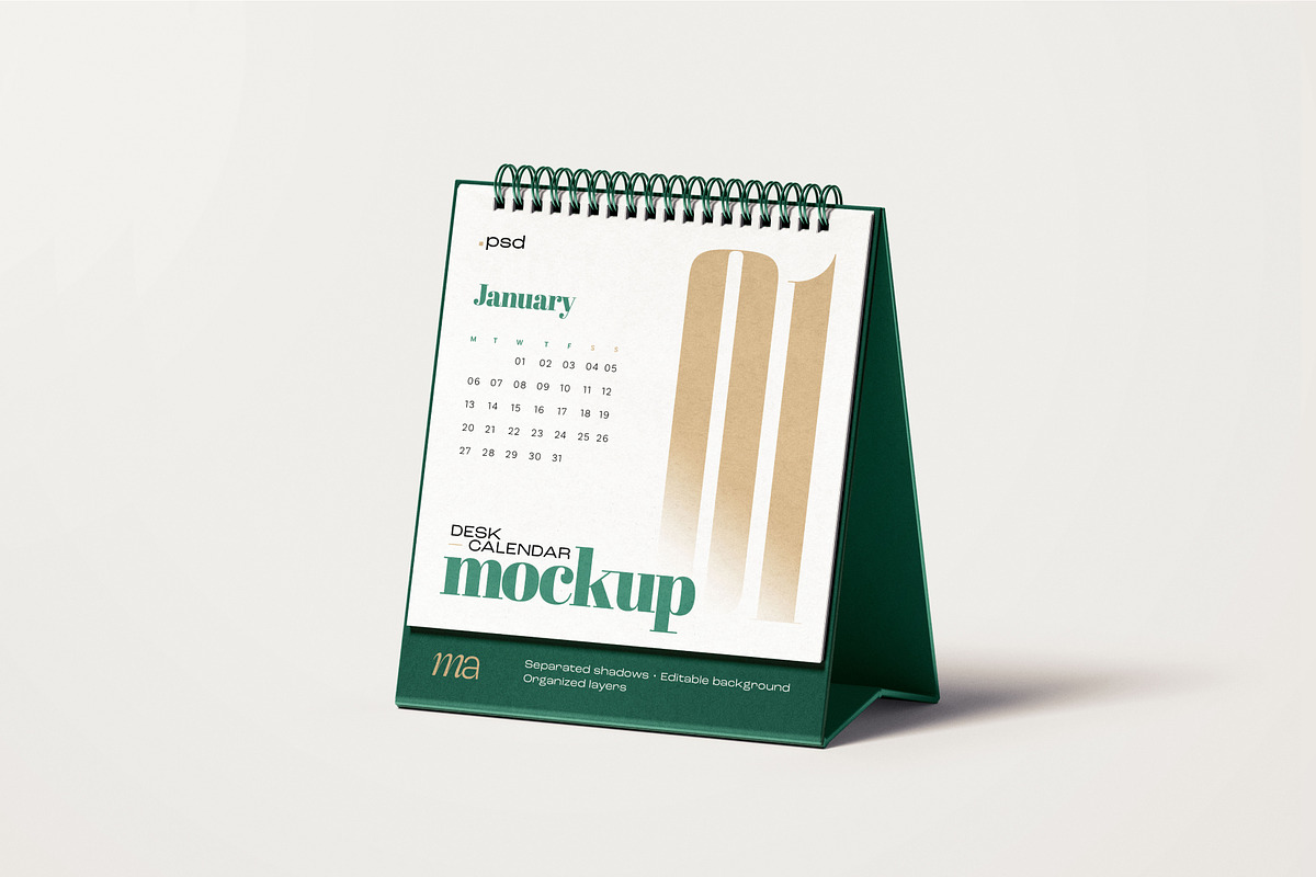 Square Desk Calendar Mockup Set, a Print Template by mockupatelier (Photo 7 of 10)