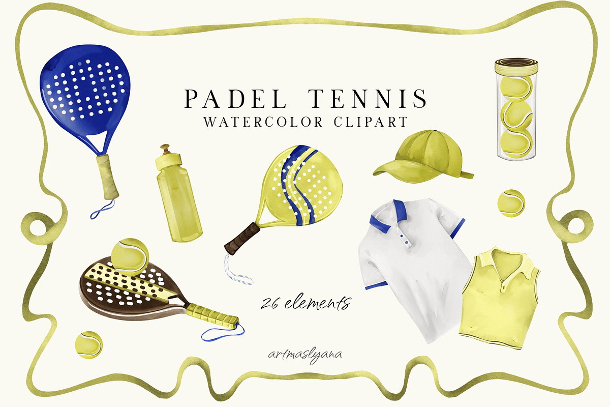 Padel Tennis - Clipart & Patterns, a Sport Illustration by ArtMaslyana (Photo 1 of 8)