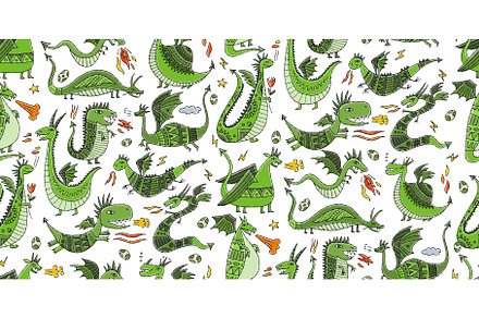 Funny Dragons family, seamless
