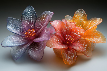 Colorful glass flowers in shades of, a Photo by Tanuart