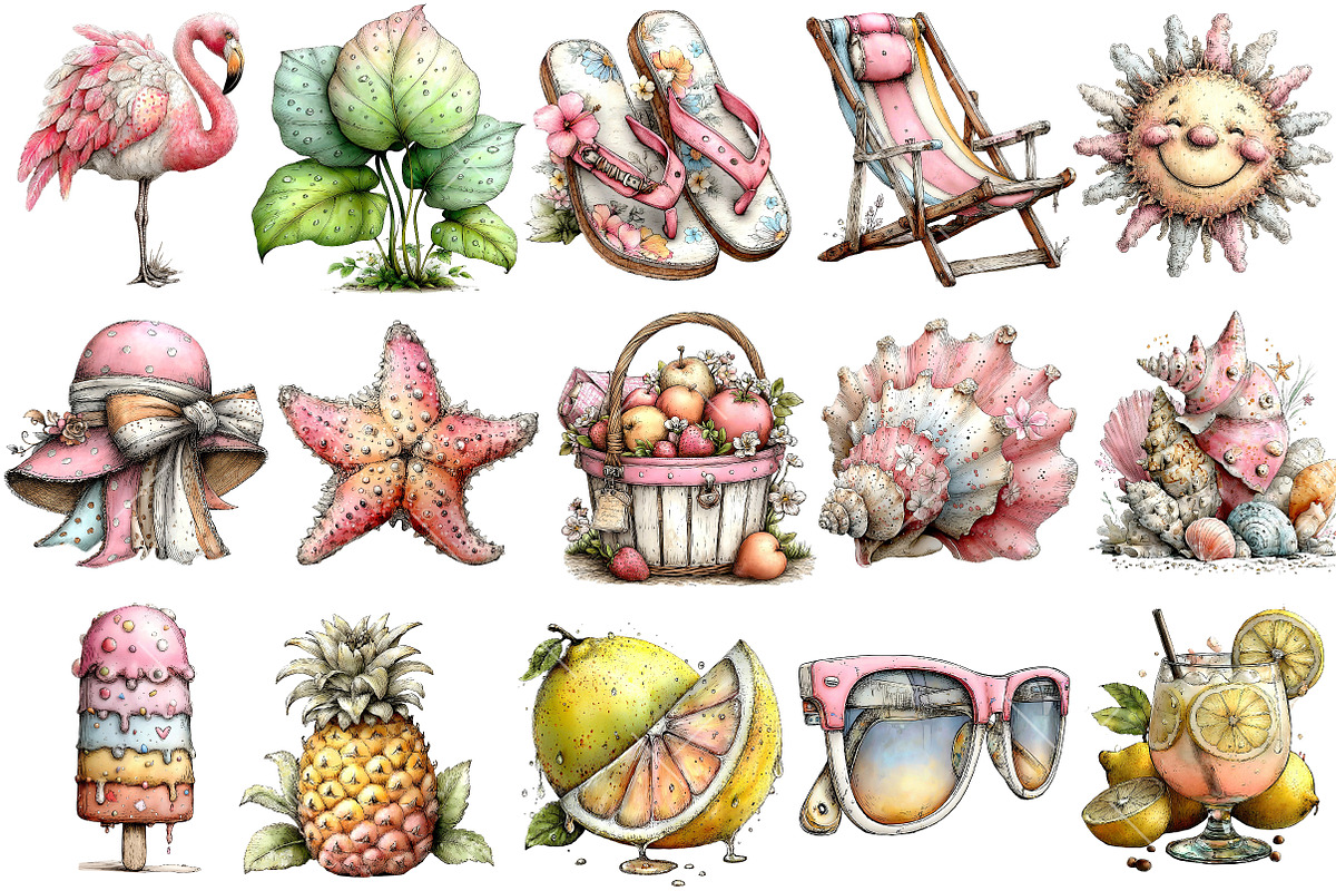 Whimsical Summer Clipart, an Illustration by OK Design (Photo 3 of 6)