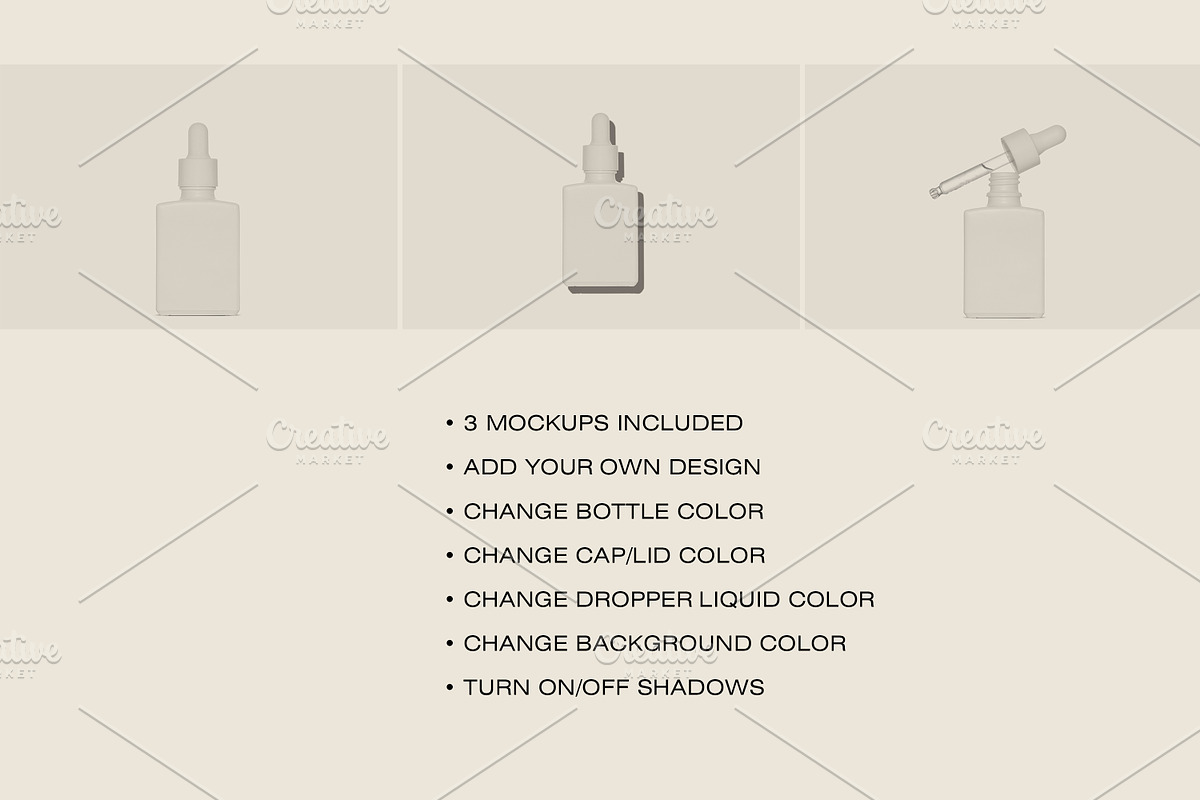 Square Dropper Bottle Mockup, a Packaging Mockup by Copal (Photo 2 of 20)