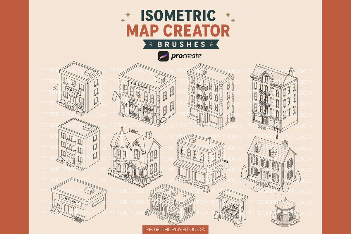 Procreate Isometric Map Creator, a Brush Add-On by PDknyStudio (Photo 3 of 9)