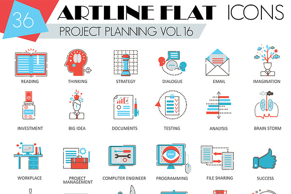 36 Project Business Planning Icons.