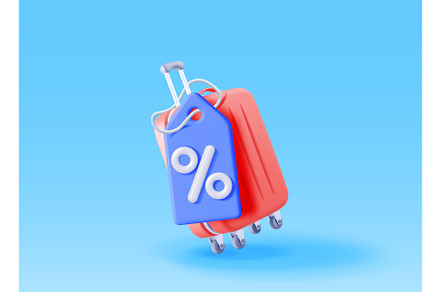 3d suitcase with blue price tag, an Object Illustration by Abscent