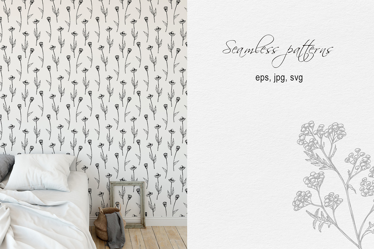 WILDFLOWERS Hand-drawn Line Art, a Seasonal Illustration by Navenzeles (Photo 10 of 13)
