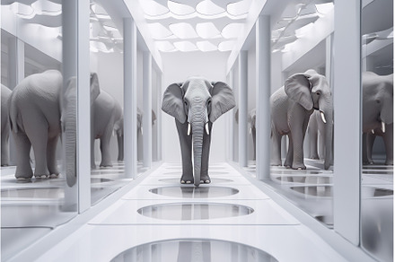Elephant mirror surreal room, an Architecture Photo by Ylivdesign