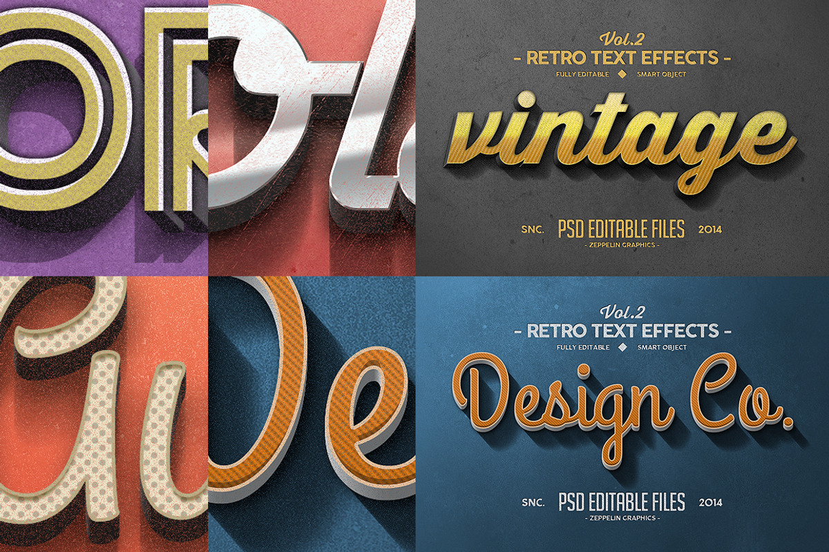 Vintage Text Effects Vol.2, a Brushes & More by Graphicdome