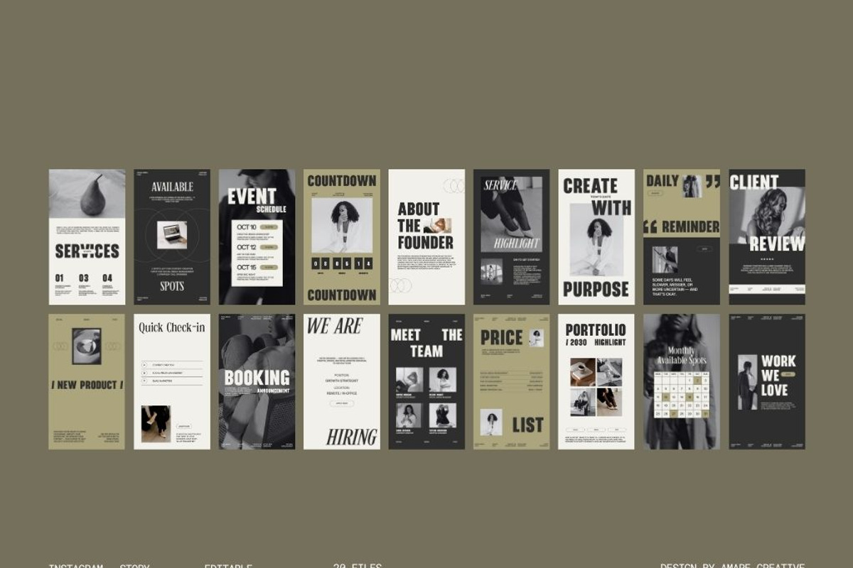 20 Instagram Story Canva Template, a Social Media Template by Amaré Creative (Photo 3 of 8)