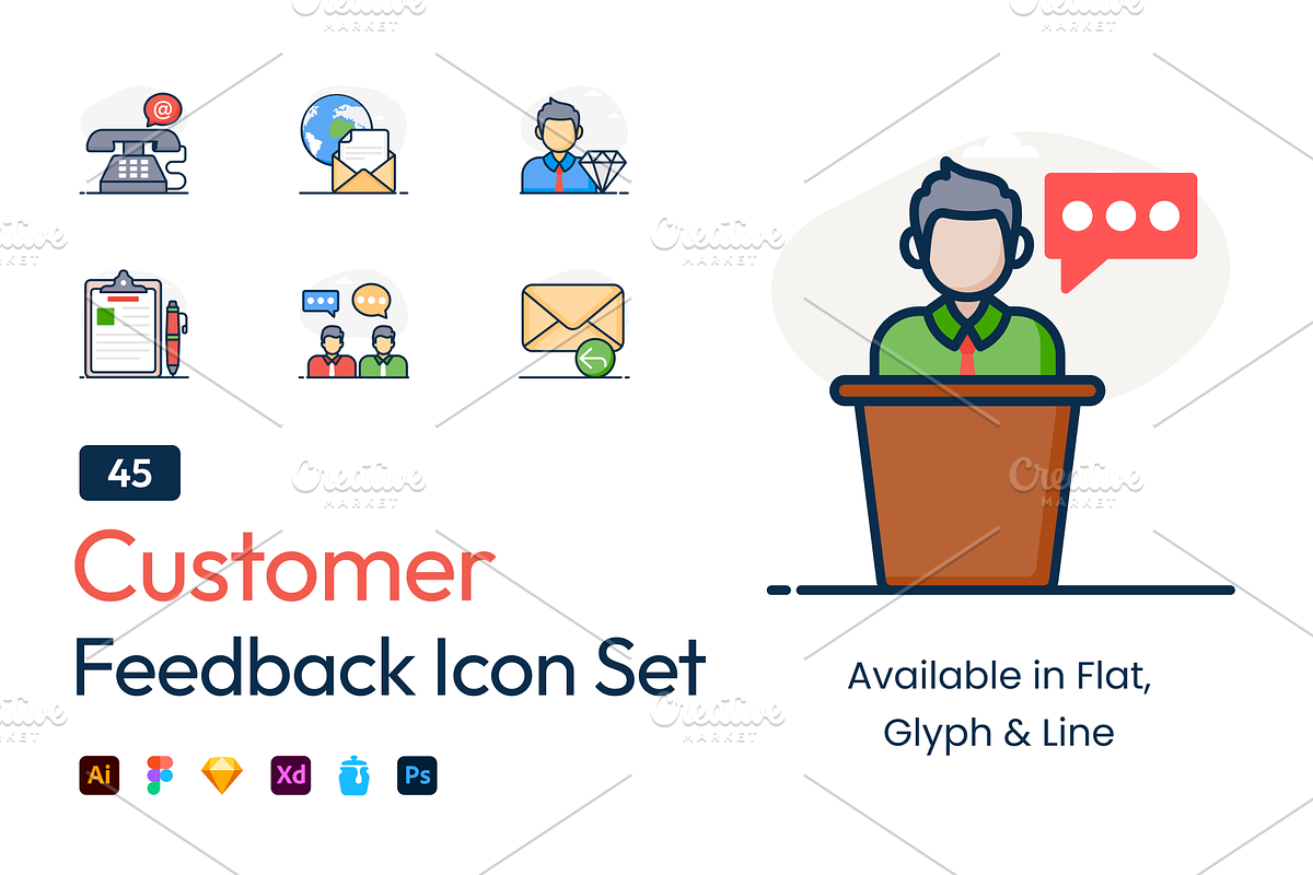 Customer Feedback Icon Set | Creative Market