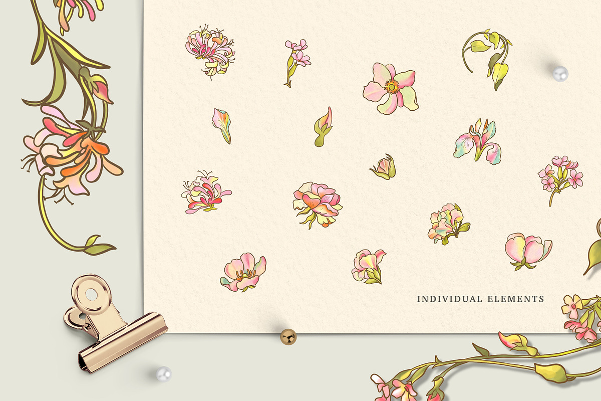 French Floral Art Nouveau Flower, a Decorative Illustration by Rachel Art Studio (Photo 2 of 8)