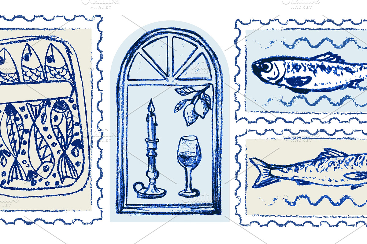 Hand drawn Amalfi coast postage, a Food Illustration by Zimages (Photo 2 of 3)