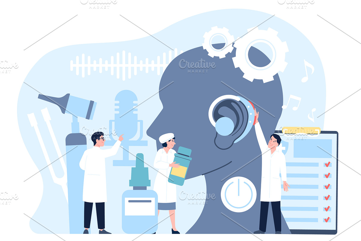Deafness and hearing loss. Medical, a Healthcare Illustration by LadadikArt