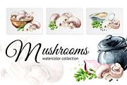 Mushrooms. Watercolor collection, a Food Illustration by Daria Ustiugova (Thumbnail 1 of 7)