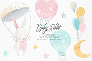 Cute Baby Clipart. Bunny and Balloon, a Graphic by Lembrik's Artworks (Thumbnail 1 of 2)