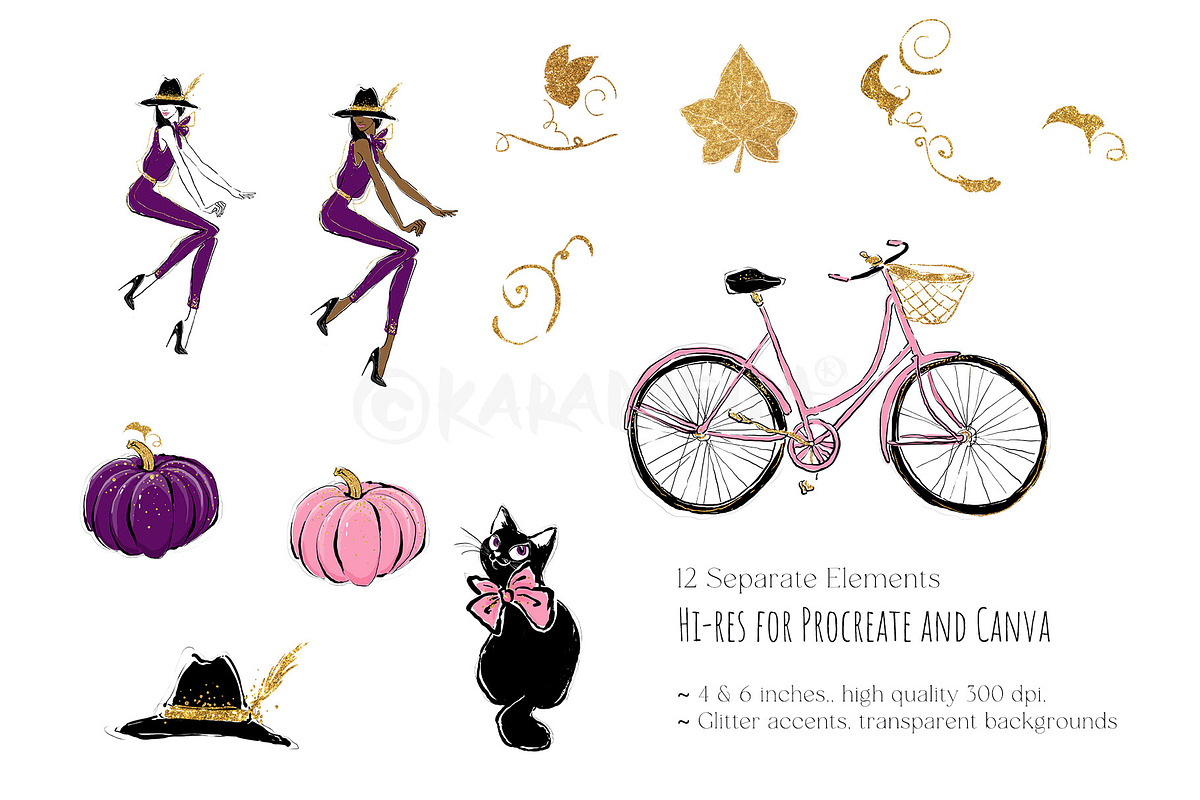 Halloween Fashion Witch Clipart, a Seasonal Illustration by KaramfilaS (Photo 7 of 8)