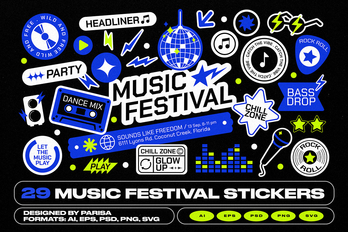 29 Music Festival Stickers & Element, an Object Graphic by Parisa-Artstudio