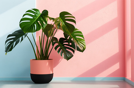 Illustrative of monstera tree in pot. Generative AI, a Nature Photo by AlyaAnd