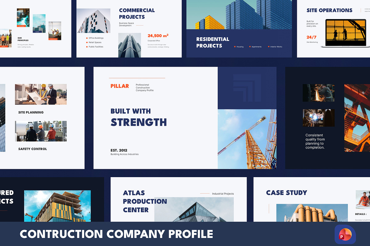 Construction Profile PowerPoint, a Presentation Template by New Coral Design (Photo 1 of 10)