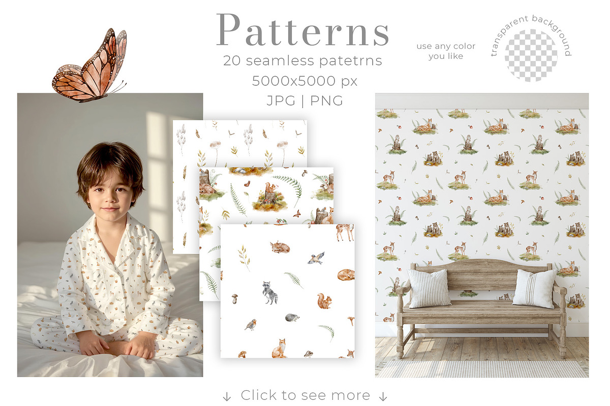 Woodland Animals Watercolor Clipart, an Illustration by Alisles (Photo 3 of 18)