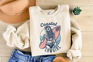 Retro Coastal Cowgirl PNG Vintage