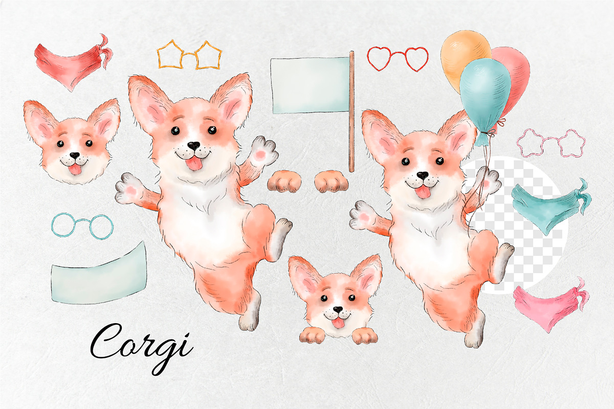 Birthday party. Watercolor dogs., an Animal Illustration by VaraNa Art (Photo 3 of 14)