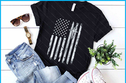 USA Flag Cross Christian Patriotic