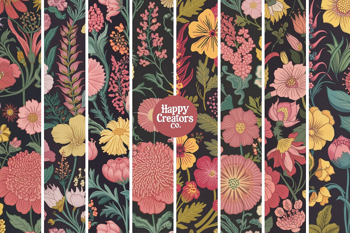 Moody Botanical Digital Paper Pack, a Pattern Graphic by Happy Creators Co. (Photo 2 of 7)
