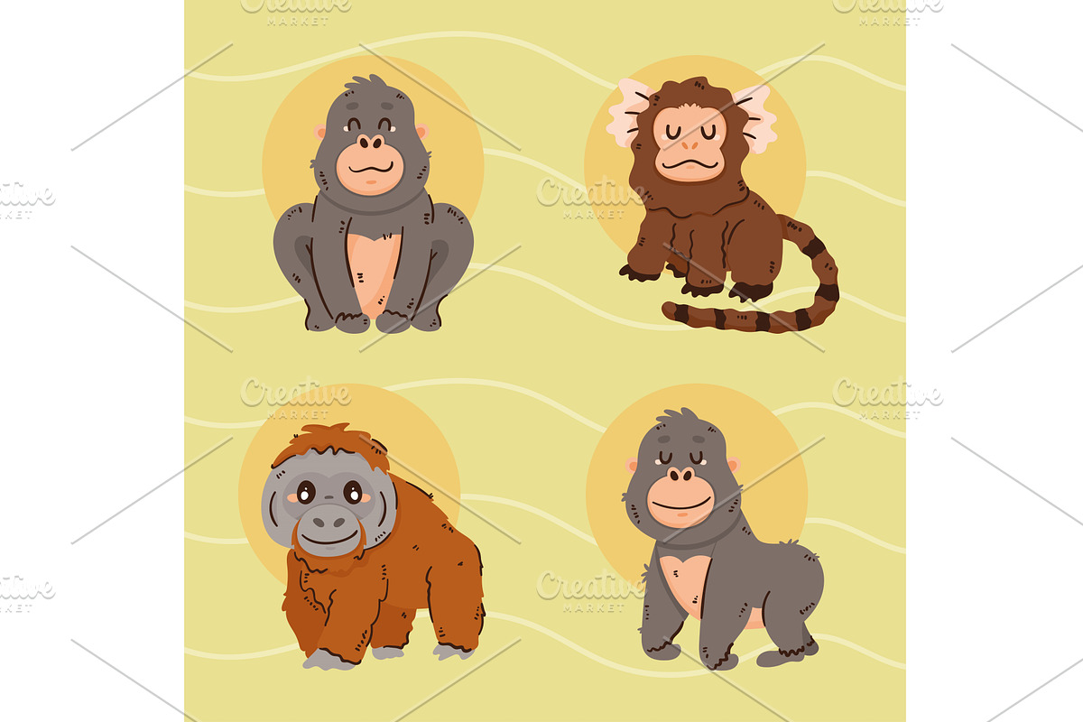 monkeys comic characters, an Animal Illustration by studiogstock