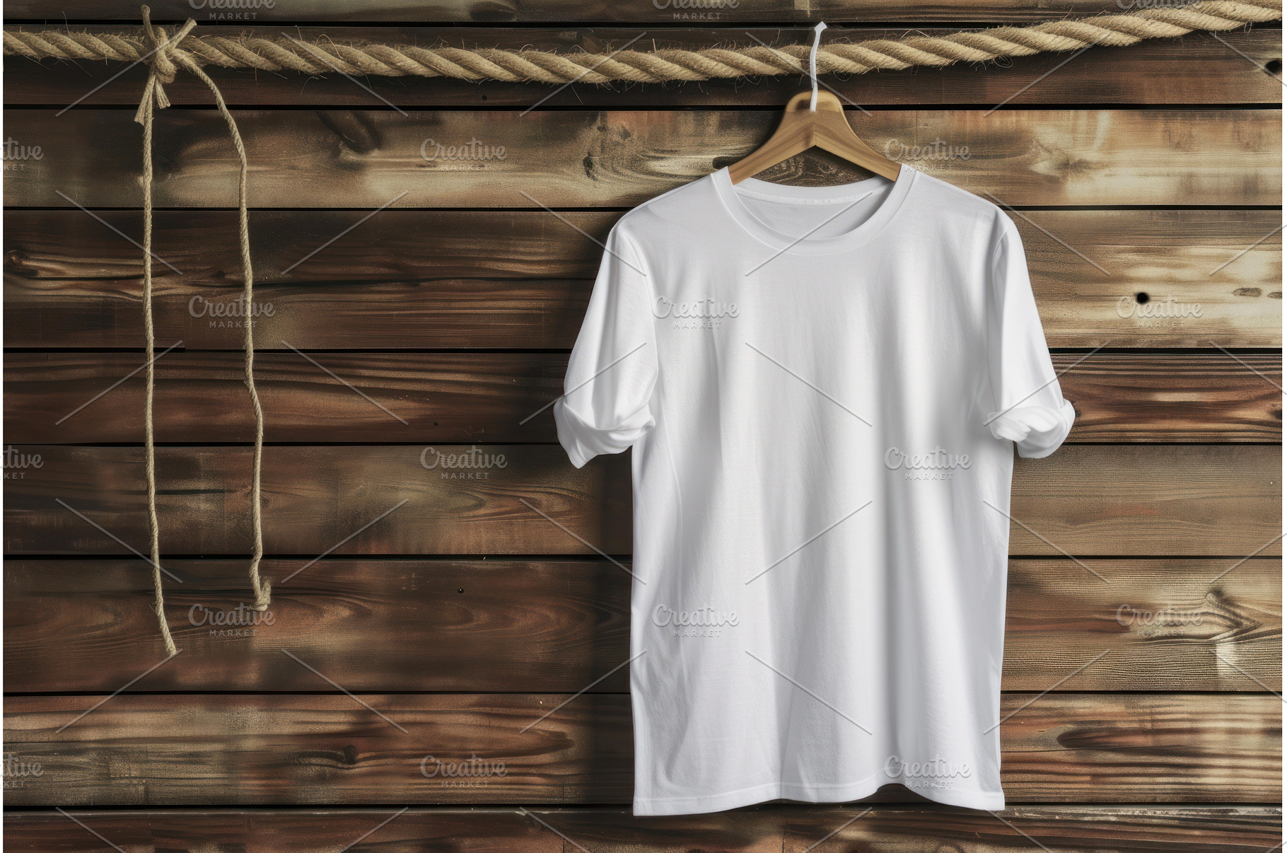Blank white t-shirt hanging against, a Beauty & Fashion Photo by Ylivdesign