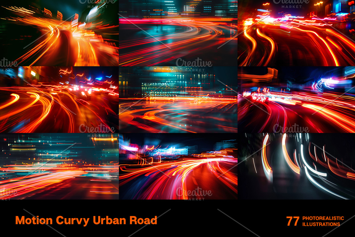 Motion Curvy Urban Roads. 77 images, an Abstract Photo by Handmadefont (Photo 2 of 15)