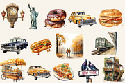 Watercolor New York Tour Cliparts, an Illustration by NadiaTheronArt (Thumbnail 2 of 5)