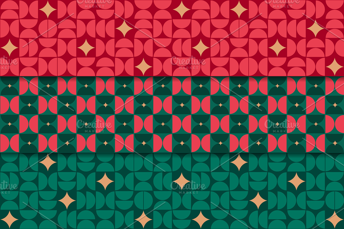 Christmas Bauhaus Seamless Pattern, a Pattern Graphic by Elena Pimukova (Photo 1 of 4)