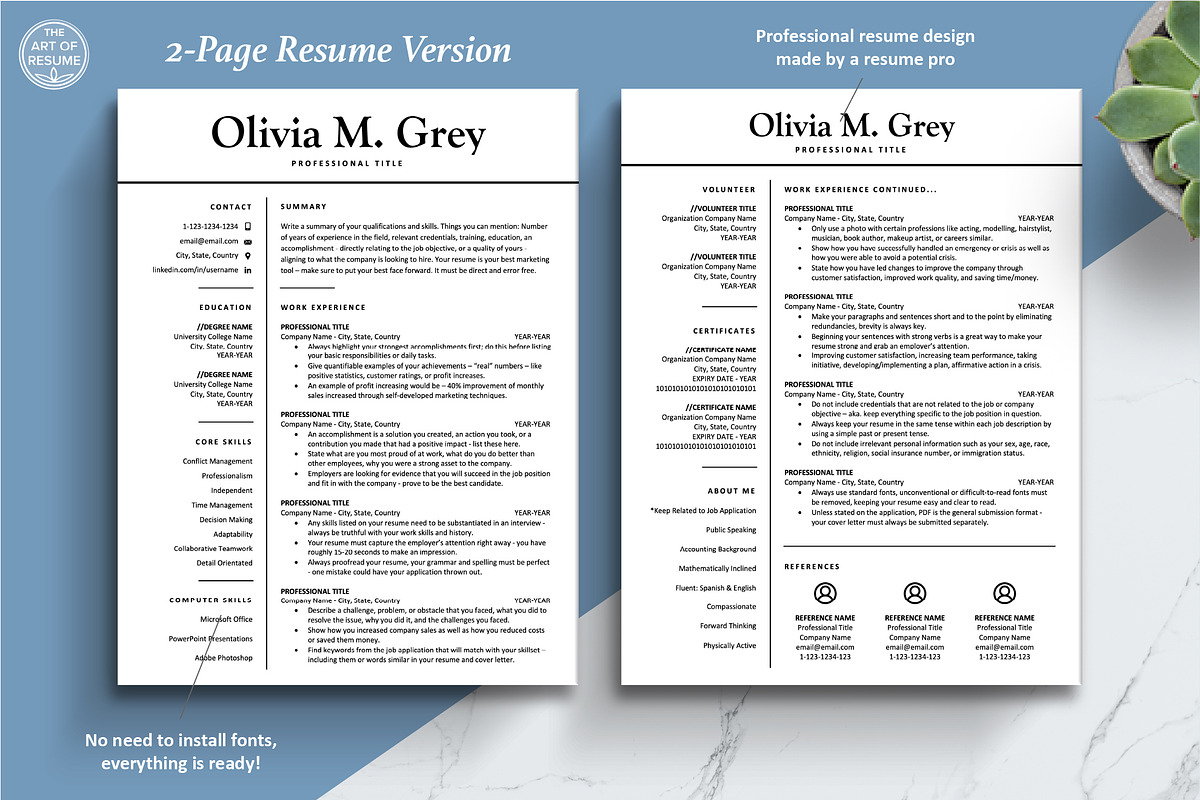 Minimalist Resume, CV Template, a Resume Template by The Art of Resume (Photo 4 of 8)