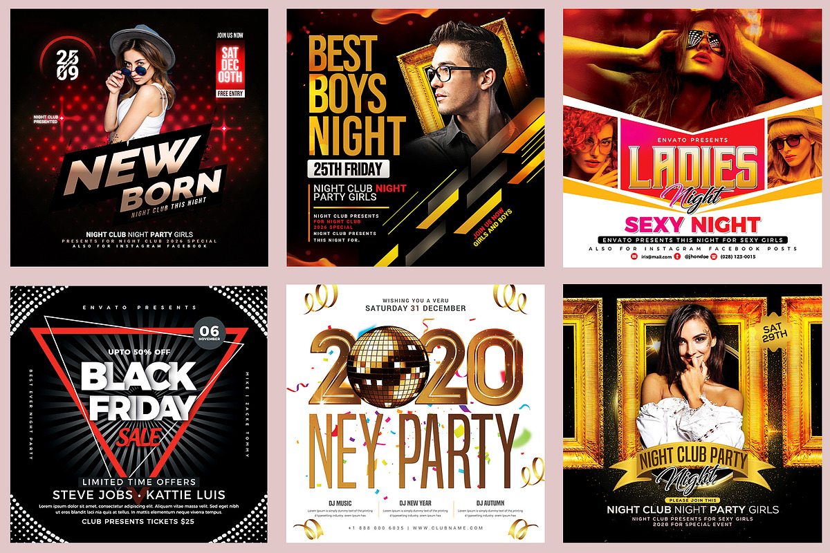 150 Night Club Flyer Bundle, a Flyer Template by AfzaalGraphics (Photo 17 of 27)