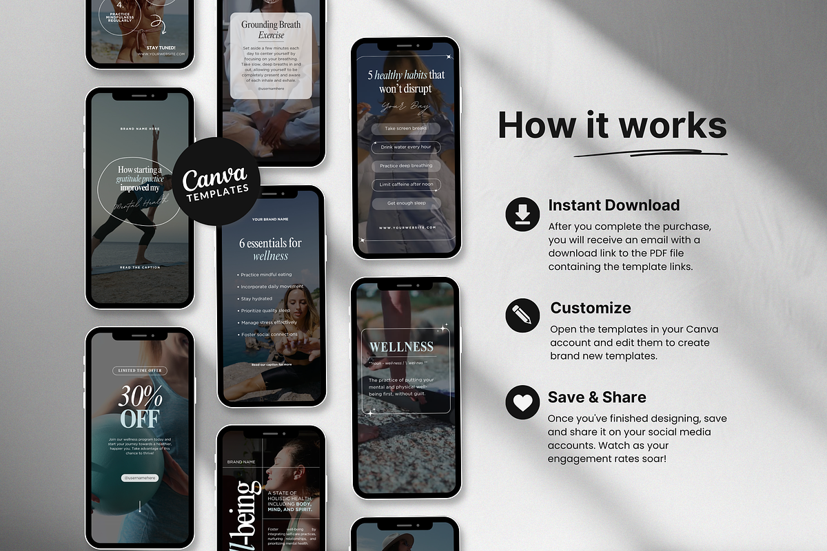 Wellness Instagram Reels Templates, a Social Media Template by DigiPax (Photo 7 of 11)