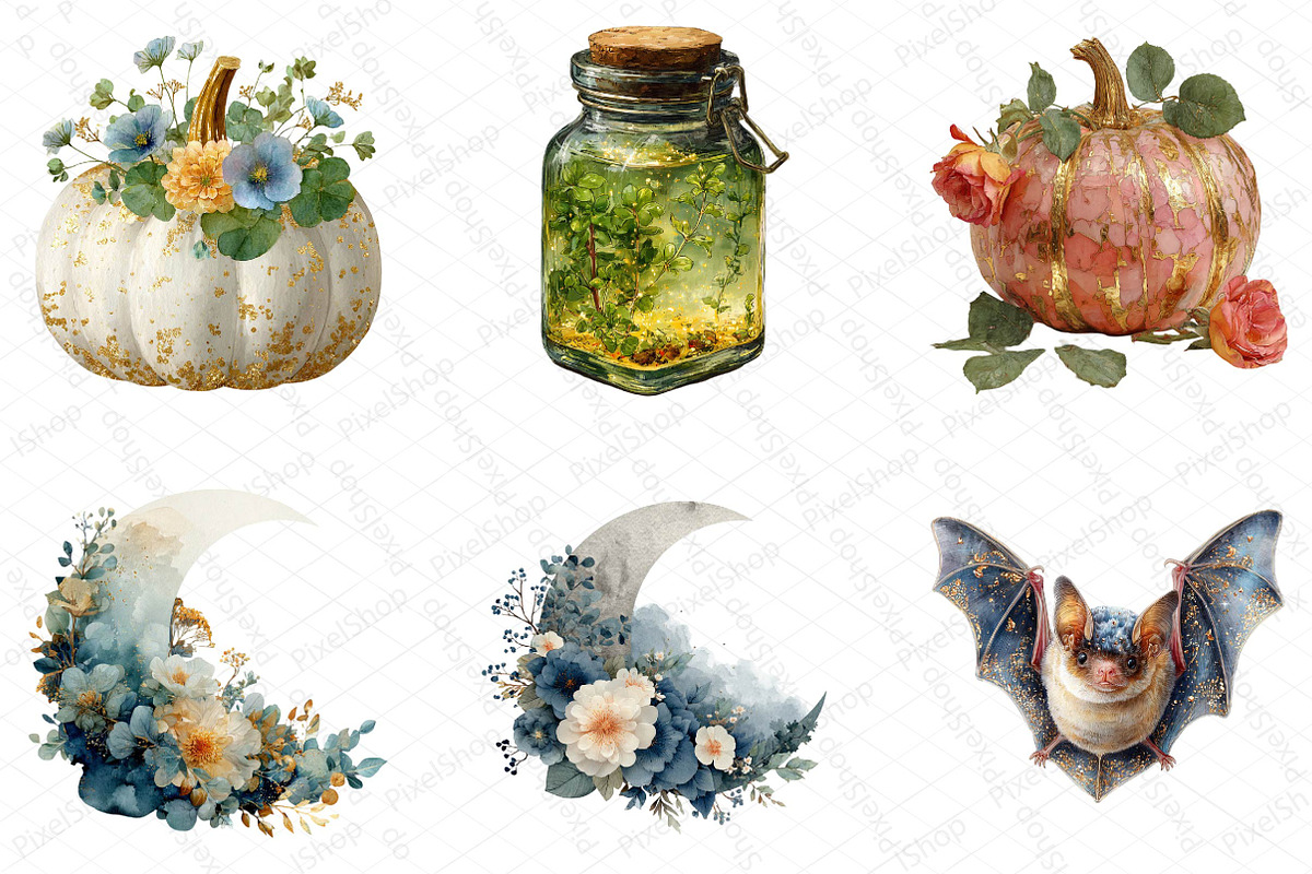 Elegant Halloween Clipart PNG, an Illustration by DreamPrint404 (Photo 2 of 5)