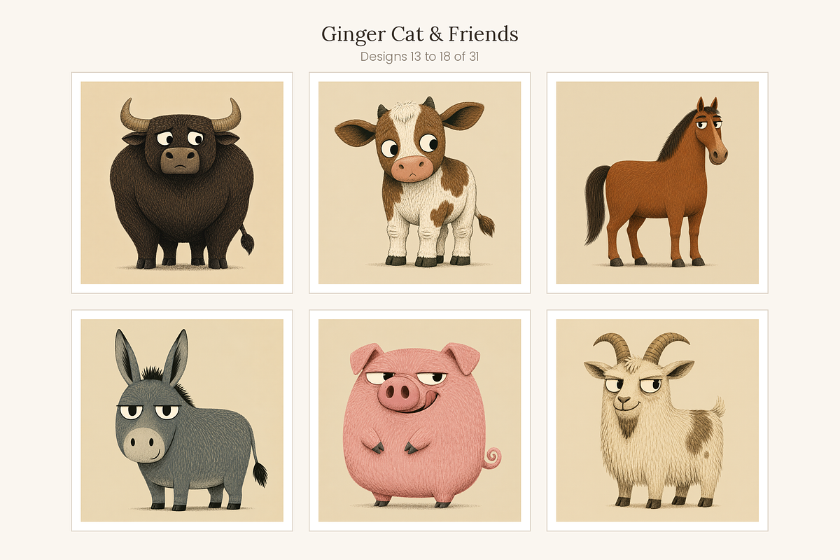 Ginger Cat & Friends Clip Art, an Animal Illustration by LanternkinStudio (Photo 8 of 15)