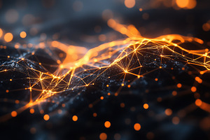 An abstract representation of a network of glowing lines and dots, creating a d, an Industrial Photo by Textures & Backgrounds