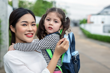 Mom and her daughter portrait together before going to school. B, a Person Photo by Ministocker