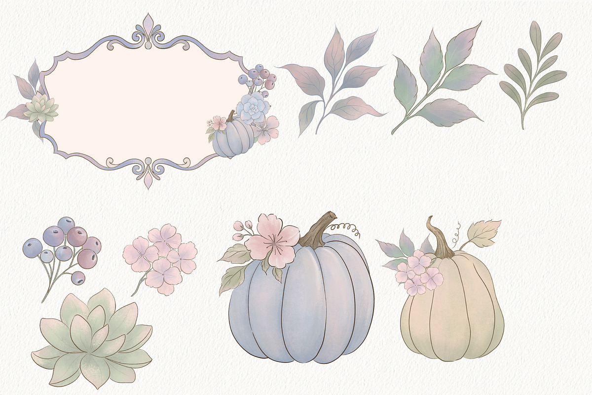 Blush Autumn Floral collection, a Seasonal Illustration by AlenaVlasko stock Market (Photo 8 of 9)