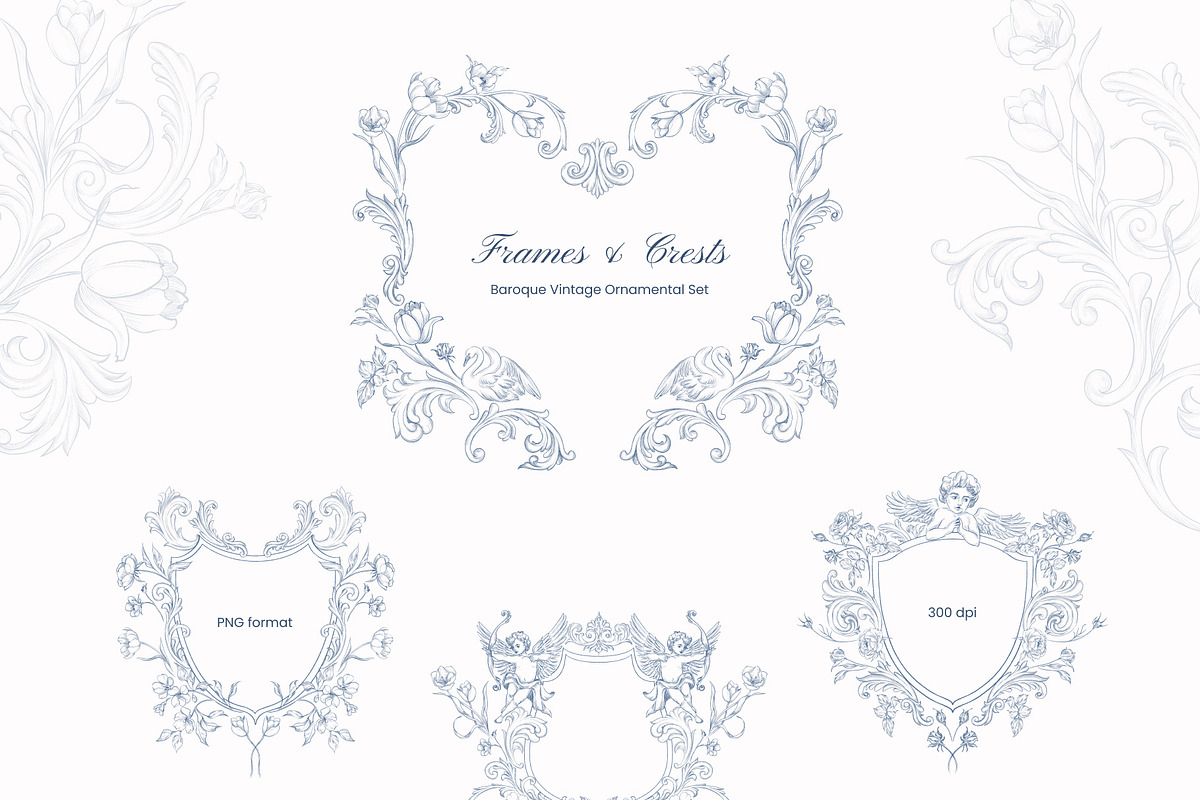 Baroque Vintage Ornamental set, a Decorative Illustration by Yuliia Lashevska (Photo 11 of 19)